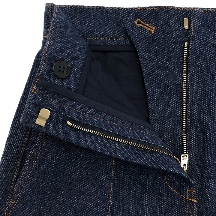 Fendi ⑤ Flq553 Layered Denim Skirt Women's Navy 36