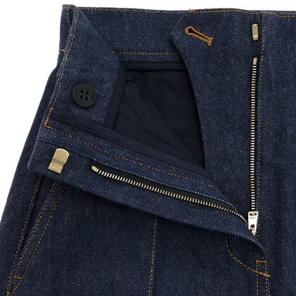 Fendi ⑤ Flq553 Layered Denim Skirt Women's Navy 36