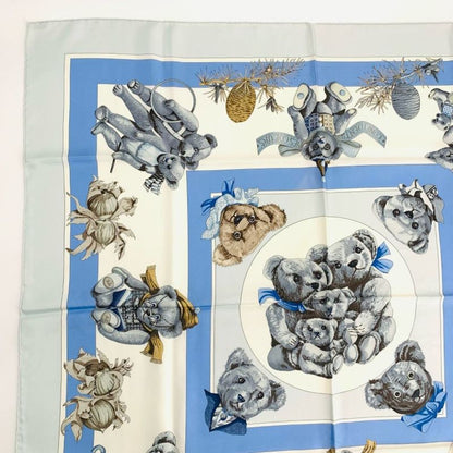 Hermes Carre 90 Confidents DES Coeurs Teddy Bear Heart Friend Silk Scarf
