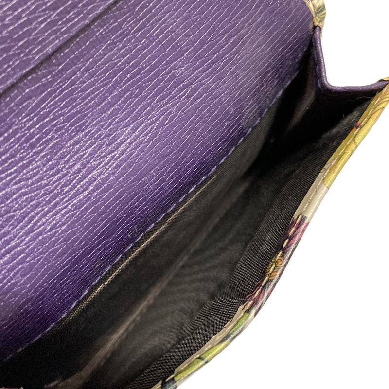 Gucci Business Card Holder Flora 248080 Ivory X Green X Multi Floral Pattern /