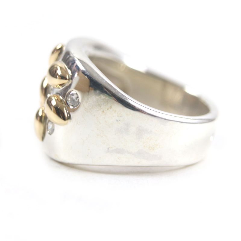  Hermes Vintage Gaucho Ring 925 750 7P Diamond Ring Silver 52 Size Equivalent