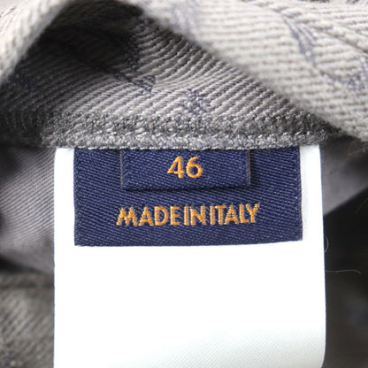 Louis Vuitton 2021 Hha21w Logo Button Flap Pockets Monogram Denim Jacket Gray