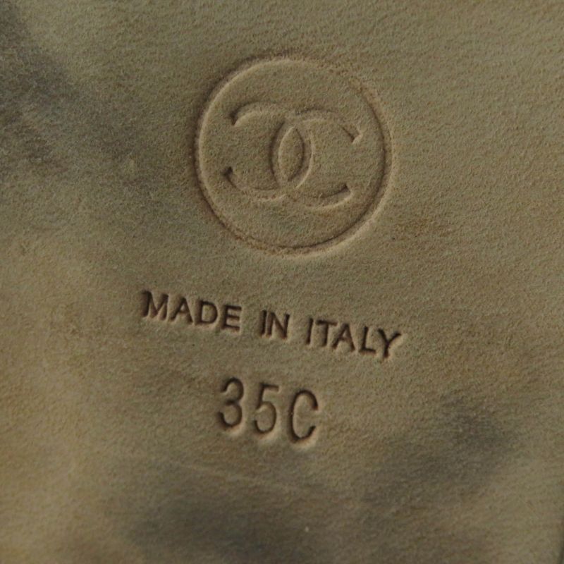 CHANEL 16P G31630 Coco Mark Flat Leather Shoes White Black 35 With Box