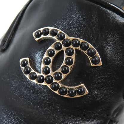 CHANEL 2023 23A G45008 Coco Mark Shiny Calfskin Leather Loafers Black 36
