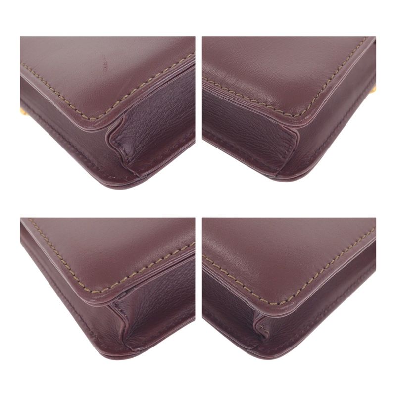 Cartier Must Line Wine Red Bordeaux Gold Hardware Leather Shoulder Bag Pochette