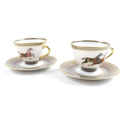 Hermes Chevaldrian Horse Tea Cup And Saucer Set Of 2 Tableware Multi With Box