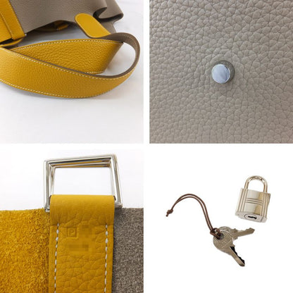 Hermes Picotin Lock T GM Handbag Gray X Yellow Silver Hardware P