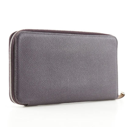 Hermes Azap Long Silk-in Vaux-epson Cassis Purple D Women Long Wallet