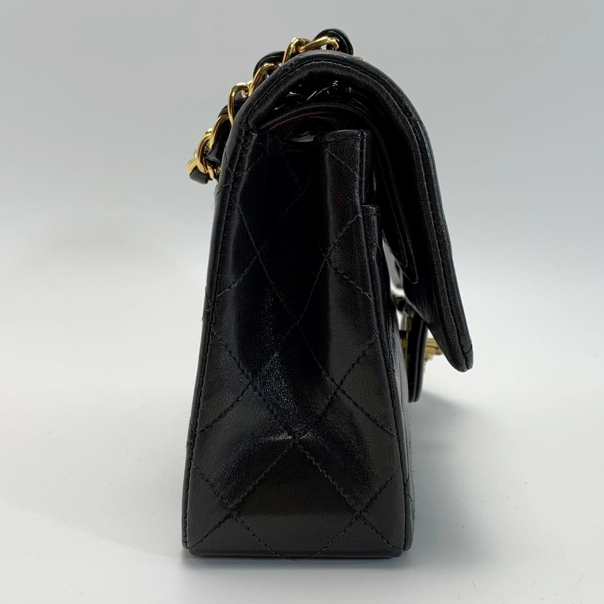 Chanel Matelasse Double Flap Lambskin Black Chain Shoulder Bag