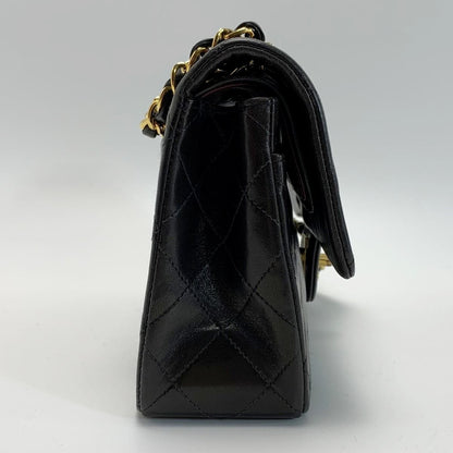 Chanel Matelasse Double Flap Lambskin Black Chain Shoulder Bag