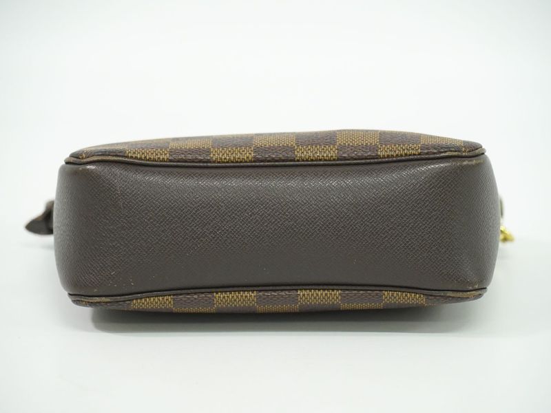 Authentic Louis Vuitton LV Trousse Makeup Damier Ebène Accessory Pouch Handbag