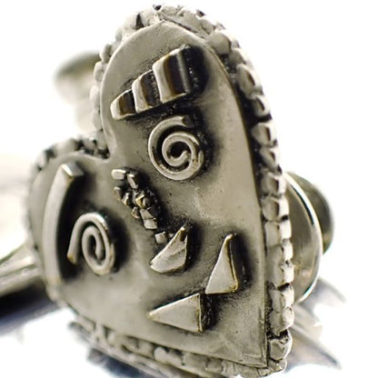 Yvessaint Laurent Pin Brooch 2 Pieces Tuck Pin Steampunk Heart Face Silver