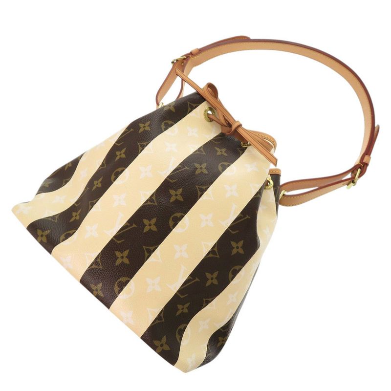 Louis Vuitton Petit Noe Monogram Rayures M40564 Beige Brown Shoulder Bag LV