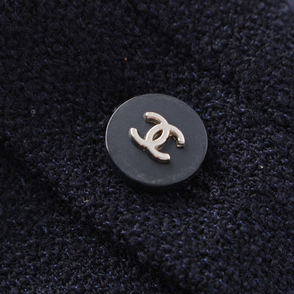 Chanel 96P Wool Coco Button Tweed Sleeveless Dress P06304 Navy 38