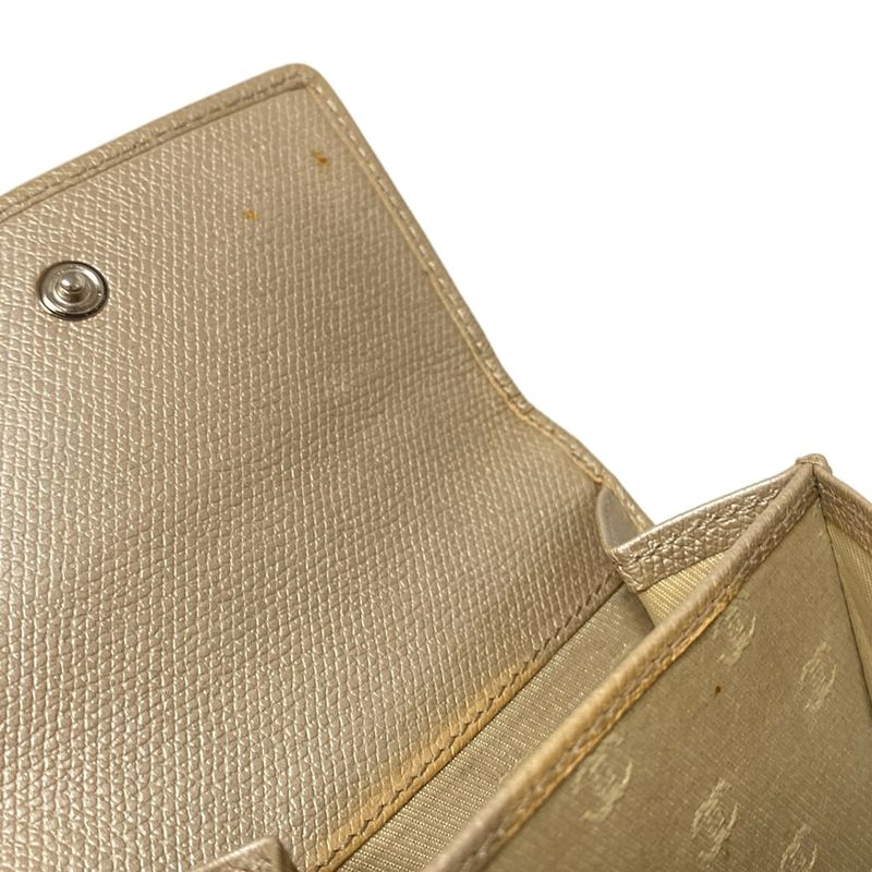Chanel W Hook Wallet Coco Button Beige Silver Hardware