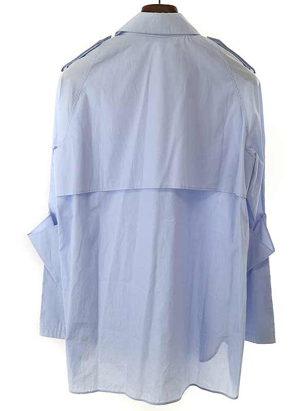 Celine Phoebe Period Arm Design Cotton Trench Shirt Blue 36 2 0y58 5902