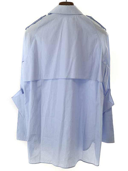 Celine Phoebe Period Arm Design Cotton Trench Shirt Blue 36 2 0y58 5902