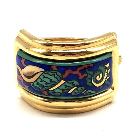 Hermes Earring Emile Cloisonne Clip-on Only One Ear Clip-on Gold Ladies Used