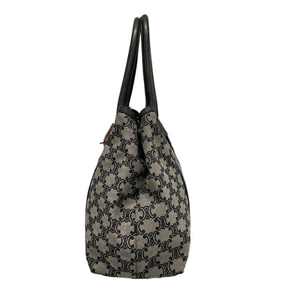 Celine Tote Bag Macadam Pattern Dark Navy Ivory And Multi Leather