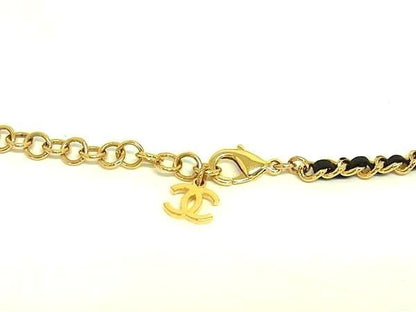 Chanel Coco Mark C23 B Rhinestone Necklace Pendant Accessory Women's Gold