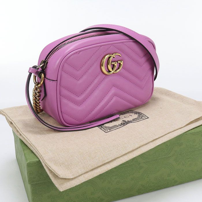 Gucci Mini Camera Bag GG Marmont 448065 Crossbody Shoulder Bag Leather Women
