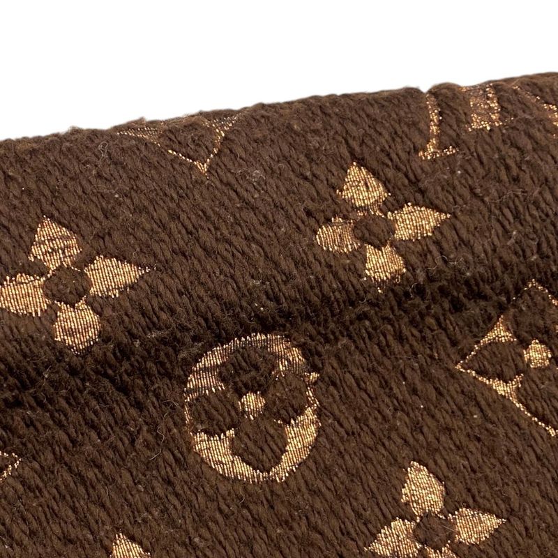 Louis Vuitton Scarf Echarpe Logomania Shine M71383 Monogram Brown Gold Louis