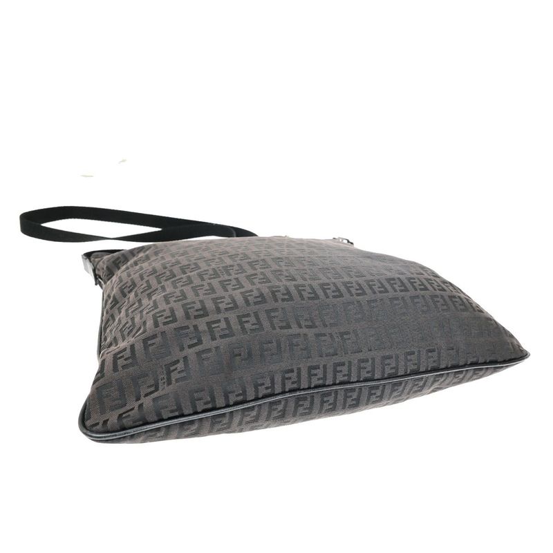 Fendi Shoulder Bag Zucca Pattern Canvas Leather Brown 32ka326