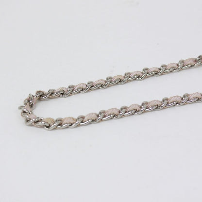 Chanel Deauville Chain Wallet Leather X Straw Light Pink Shoulder Bag Silver