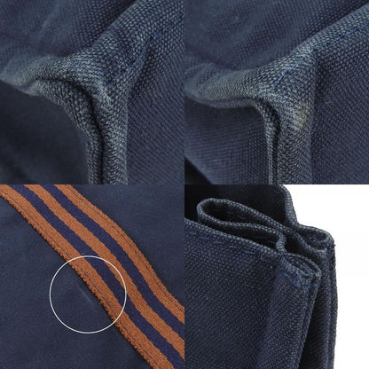 Hermes Tote Bag Fourre Tout PM Canvas Navy Brown Silverhardware Casual Usual