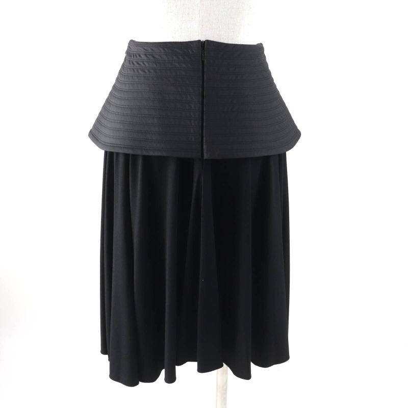LOEWE S540y08x56 Knee-length Peplum Skirt Bottoms Black 34 Made In Italy