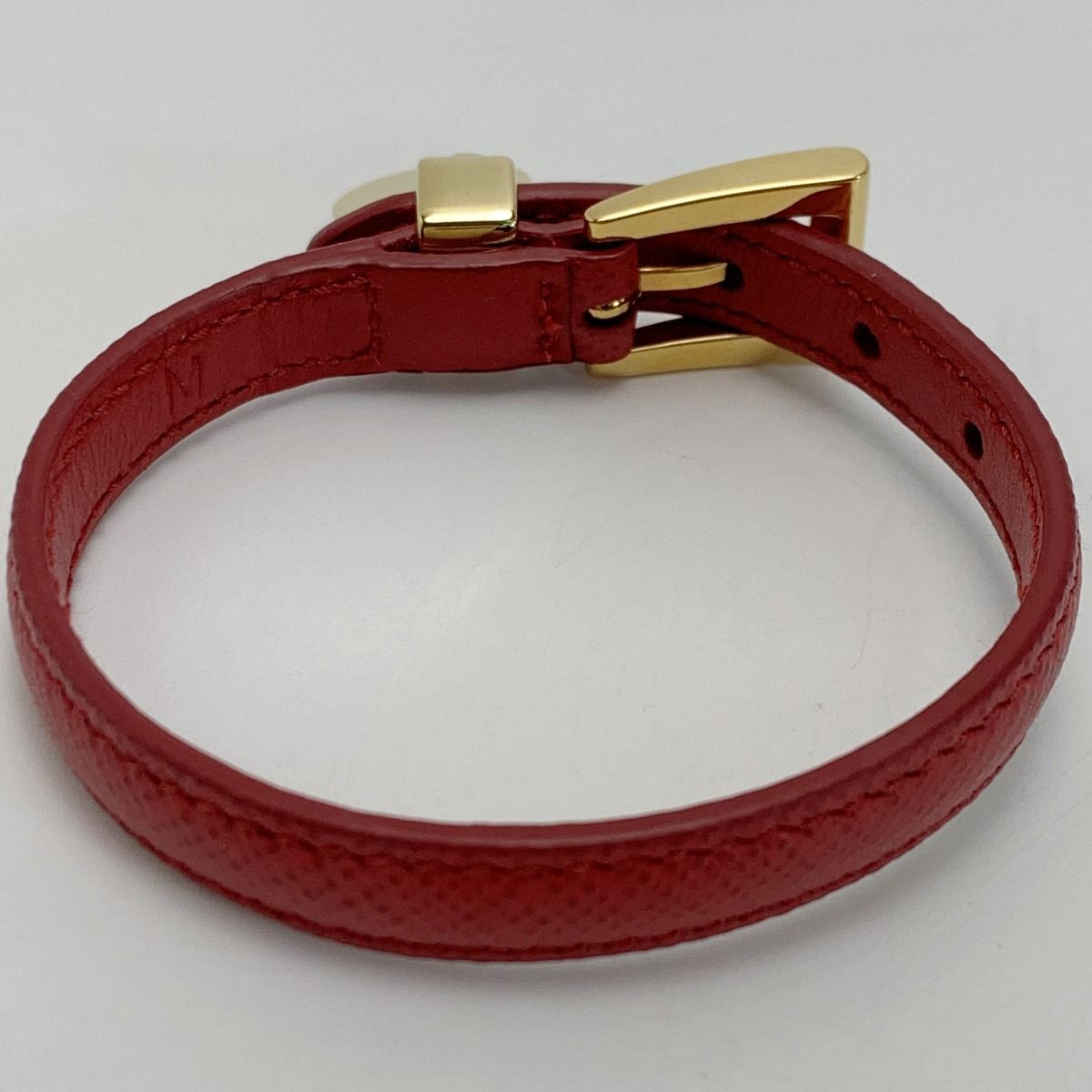 Prada Leather Red X Gold Hardware Bracelet with Box