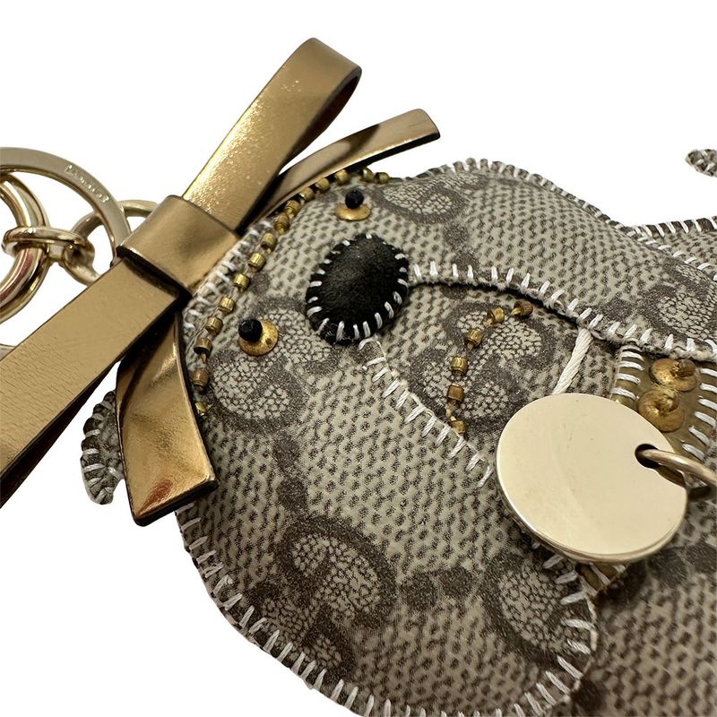 Gucci Key Holder Women's Men's Brand GG Plus Guccioli Bulldog Gray Bulldog Cute