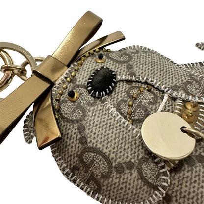 Gucci Key Holder Women's Men's Brand GG Plus Guccioli Bulldog Gray Bulldog Cute