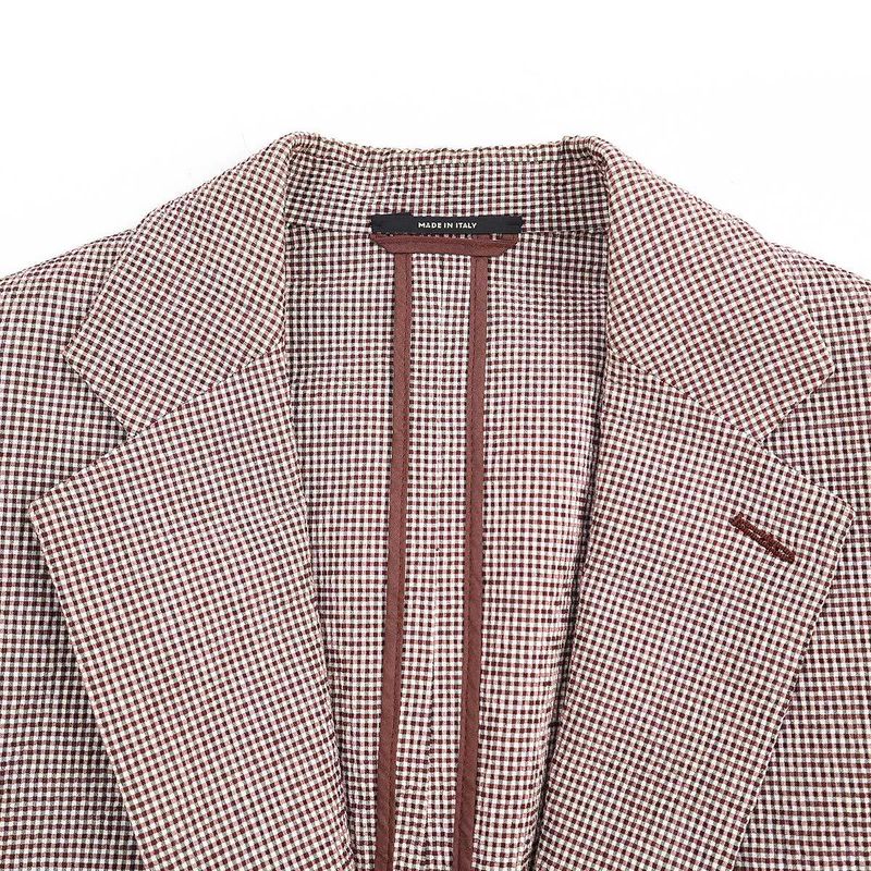 Hermes 18ss Checked Seersucker Tailored Jacket G19821 Brown 46