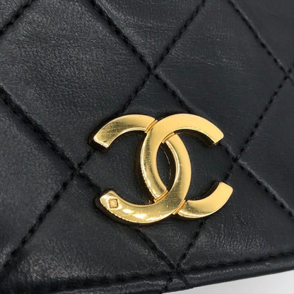 Chanel CC Logo Quilted Lambskin Push Lock Chain Shoulder Bag Black