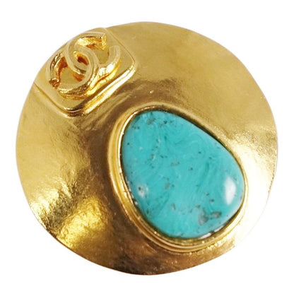 Vintage Chanel Brooch 98P Coco Mark Aqua