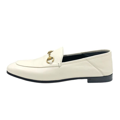 Gucci Loafer Leather Shoes Leather Ivory Gold Flat Shoes Horsebit