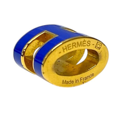Hermes Mini Pop Ash H Necklace Pendant Top Charm H Logo Gold Blue Hermes Ladies