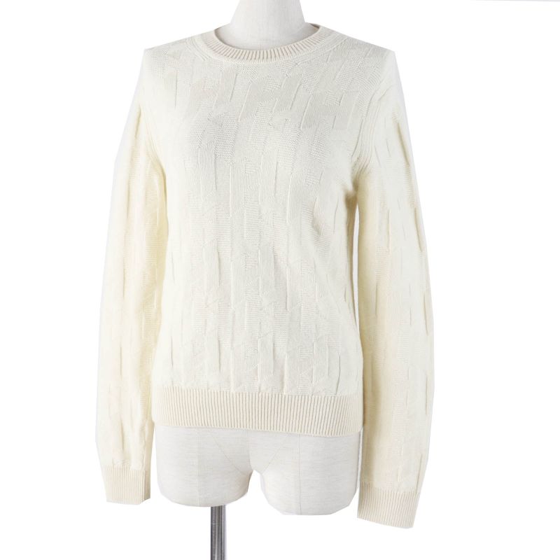 Hermes 23AW 3h2617d4 Wool H Motif Crewneck Long Sleeve Knit Pullover Ivory 34