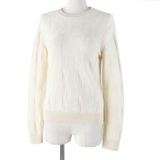Hermes 23AW 3h2617d4 Wool H Motif Crewneck Long Sleeve Knit Pullover Ivory 34