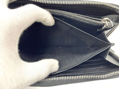 Prada Saffiano Leather Round Zipper Long Wallet Long Wallet Black Made In Italy