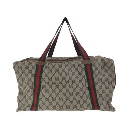 Gucci Vintage Old Gucci Sherry Line Beige GG Supreme Canvas Boston Bag Handbag