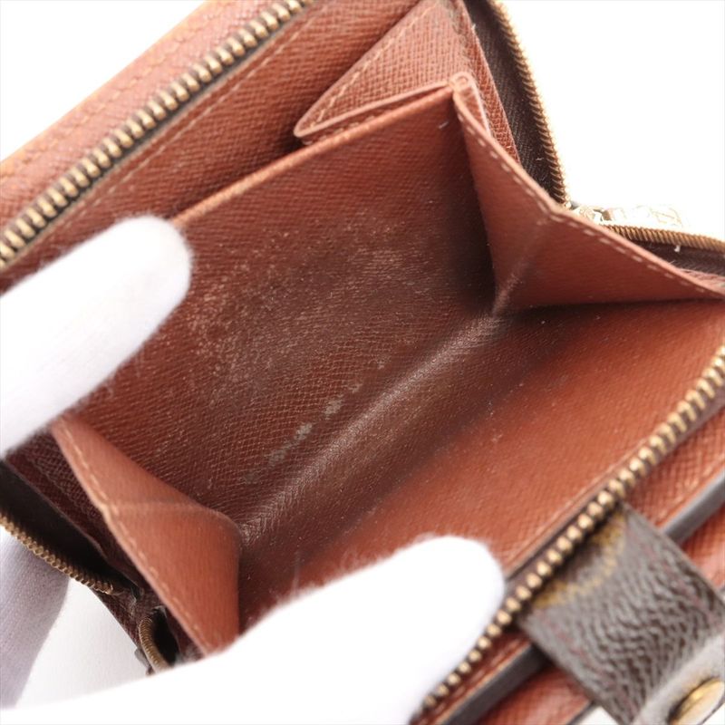 Louis Vuitton Monogram Compact Zip Fold Wallet M61667 Brown Made In France