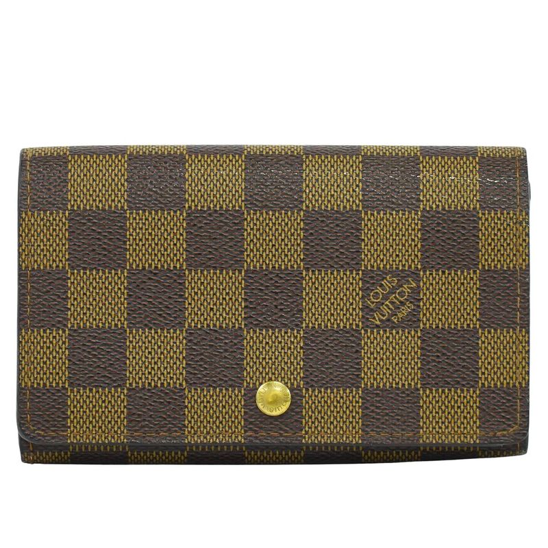 Authentic Louis Vuitton LV Porte Monet Bier Trésor Damier Ebène Fold Wallet