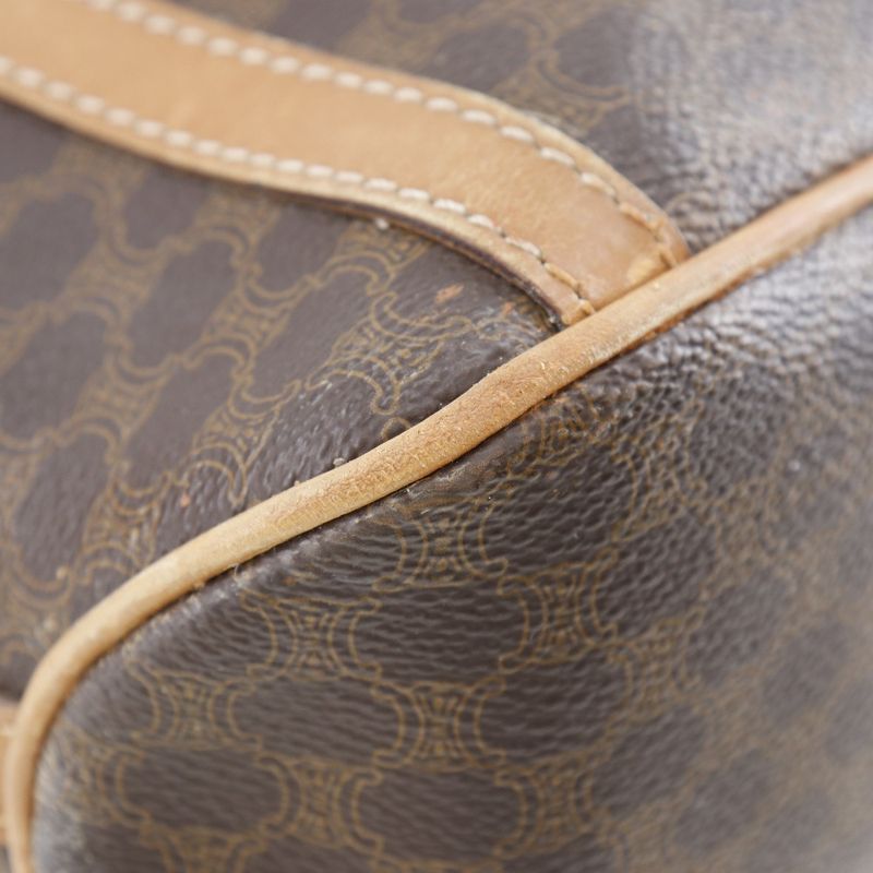 Celine Macadam Drawstring Old Celine PVC Brown Women's Shoulder Bag