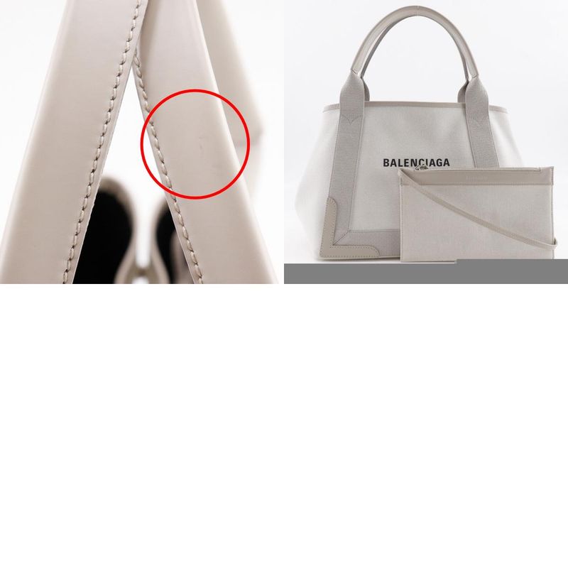 Balenciaga Navy Cabas S 339933 Canvas Light Grey Unisex Tote Bag