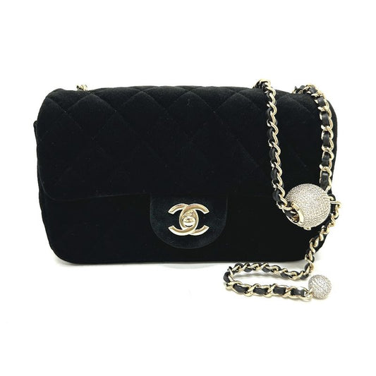 Chanel Shoulder Bag Mini Matelasse 20 As1787 Velour Black