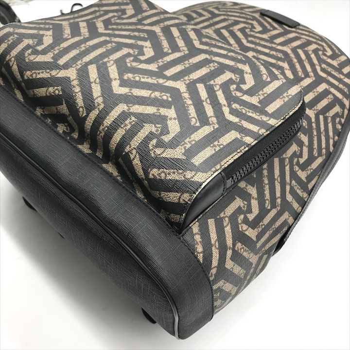 Gucci GG Supreme Ggcarre Backpack Leather Khaki Beige Black