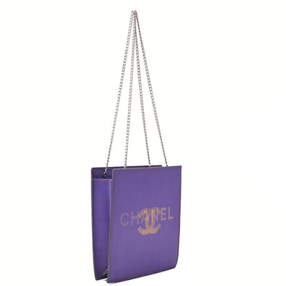 Chanel Shoulder Bag Coco Mark Logo Hologram Purple Silver Hardware Women's Bag