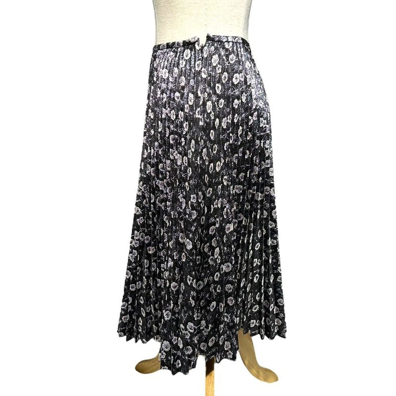 Prada 18ss Lame Pleated Jacquard Skirt P166n 36(about S) Black×silver